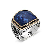 Silver Parliament Blue Zircon Stone Men's Ring